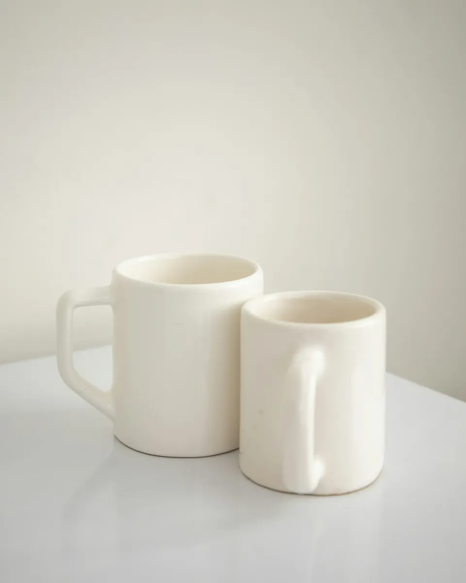 Stoneware mug with a soft speckled glaze and a generous handle