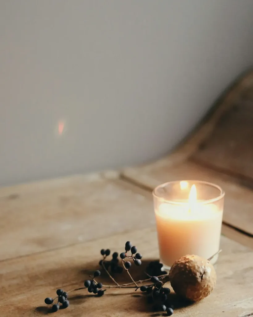 Soy candle in a reusable glass jar, fig and fern scent