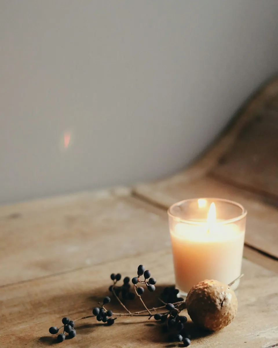 Soy candle in a reusable glass jar, fig and fern scent